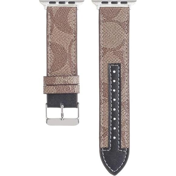 NEW Luxury Leather Brown/Black Apple Watch Band - Picture 4 of 4